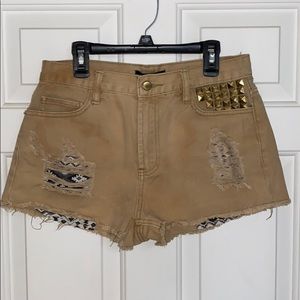 Tan jean shorts